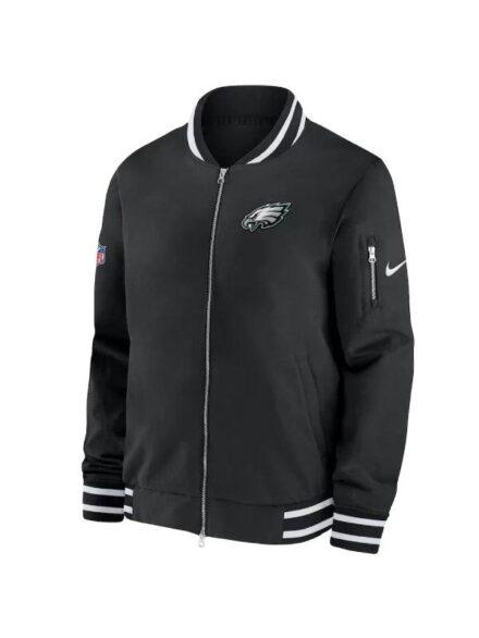 Men s Philadelphia Eagles Nike Black Coach Full Zip Bomber Jacket