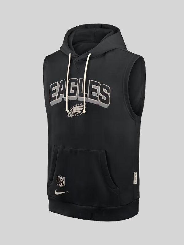 Men s Philadelphia Eagles Nike Black Sideline Standard Issue Dri FIT Sleeveless Hoodie