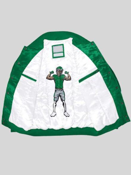Men s Philadelphia Eagles Starter Kelly Green Exclusive Satin Full Snap Varsity Jacket