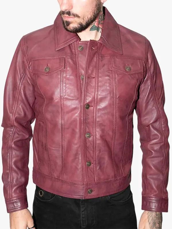 Men s Retro Leather Trucker Jacket Constantine
