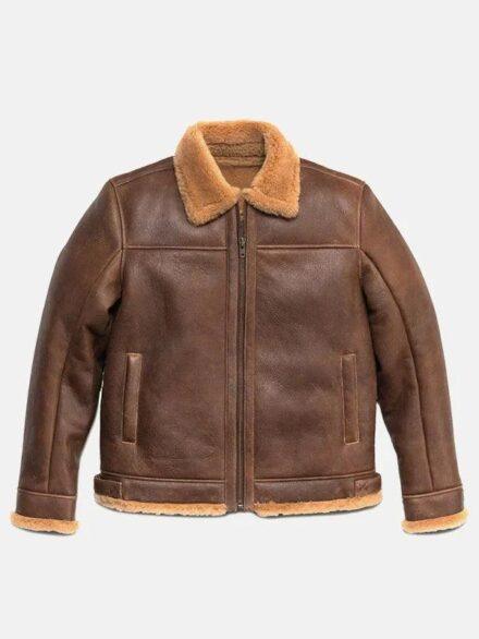 Men s Shearling Leather Bomber Jacket