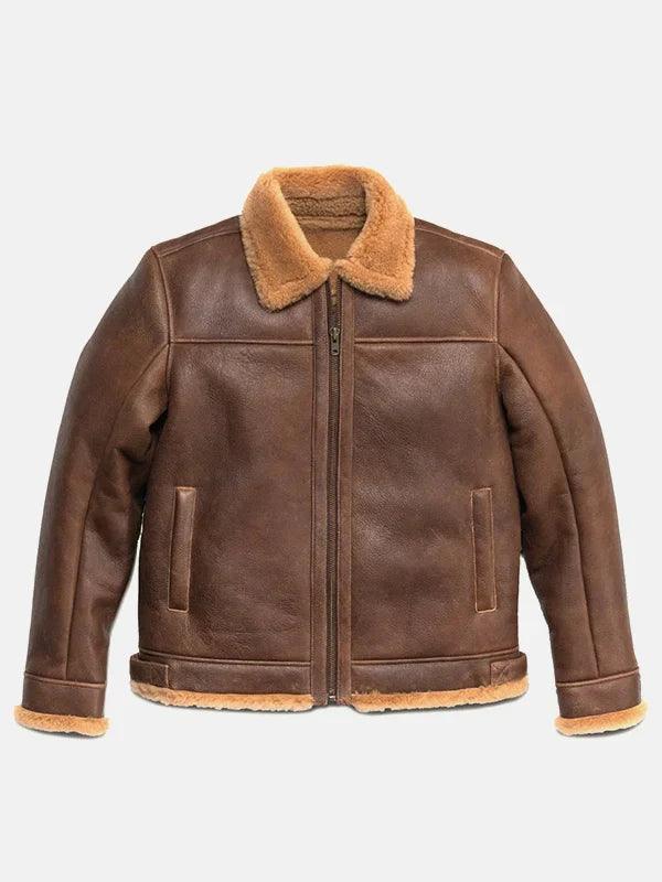 Men s Shearling Leather Bomber Jacket