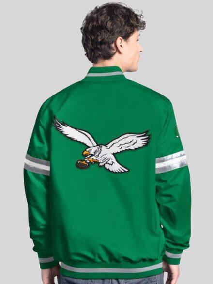 Men s Starter Green Philadelphia Eagles Vintage Scout Full Snap Varsity Jacket