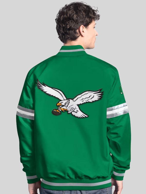 Men s Starter Green Philadelphia Eagles Vintage Scout Full Snap Varsity Jacket