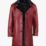 Men s Winter Burgundy Leather Shearling Coat