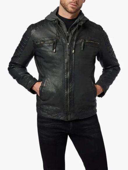 Men s leather jacket Black