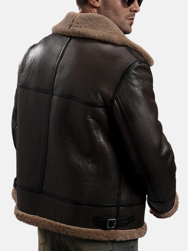 Mens Brown B 3 Bomber Shearling Flight Jacket