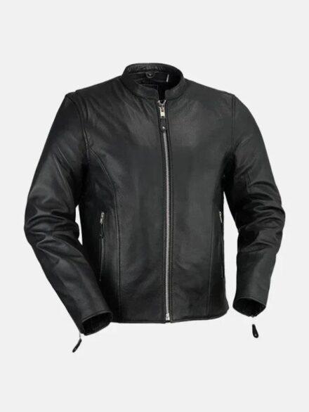 Mens Cafe Racer Black Leather Jacket Front 595x793 1