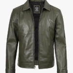 Mens Classic Shirt Collar Leather Jacket