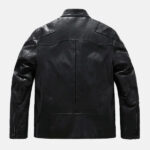 Mens Matt Black Leather Jacket Back