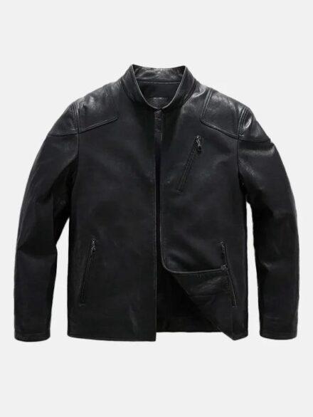 Mens Matt Black Leather Jacket Front 595x793 1