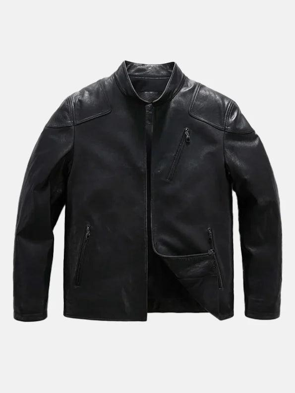 Mens Matt Black Leather Jacket Front 595x793 1