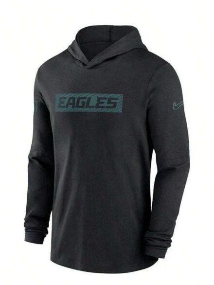 Mens Nike Black Philadelphia Eagles Sideline Hoodie Performance Long Sleeve T Shirt
