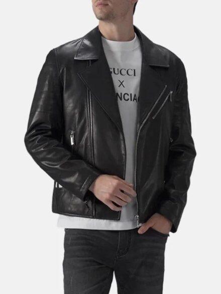 Mens Padded Black Leather Jacket Front 595x793 1