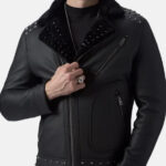 Mens Studded Black Leather Jacket Front 595x793 1