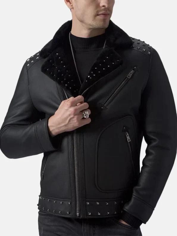 Mens Studded Black Leather Jacket Front 595x793 1