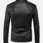 Mens Turn Down Collar Leather Jacket Back