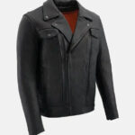 Mens Vented Black Biker Leather Jacket Side Pose 595x793 1
