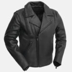 Mens Zippered Slash Pockets Biker Leather Jacket 595x793 1