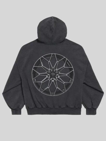 Mens Balenciaga I Automobili Lamborghini Black Faded Zip up Hoodie