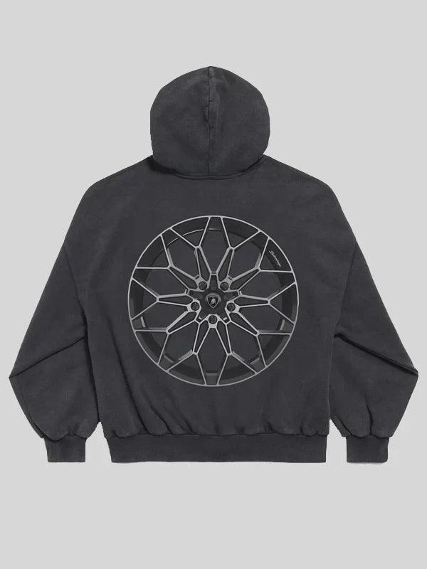 Mens Balenciaga I Automobili Lamborghini Black Faded Zip up Hoodie