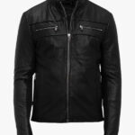 Mens Black Edge Leather Biker Jacket