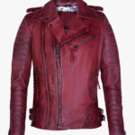 Mens Leather Biker Quilted Brando Motorcycle Jacket