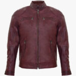 Mens Leather Biker Vintage Zipped Racing Jacket