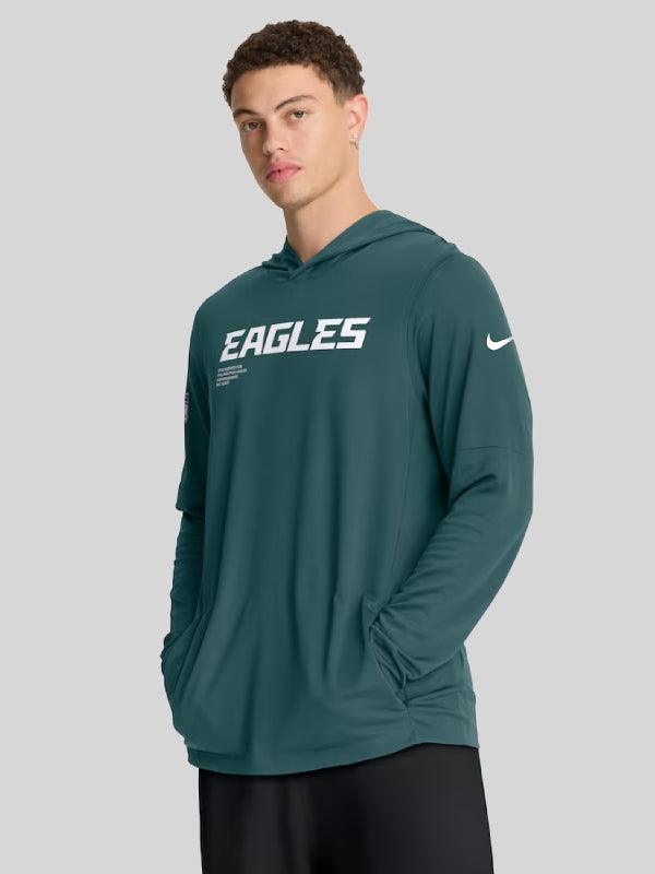 Mens Nike Midnight Green Philadelphia Eagles Sideline PureFury Performance Long Sleeve Hoodie T Shirt