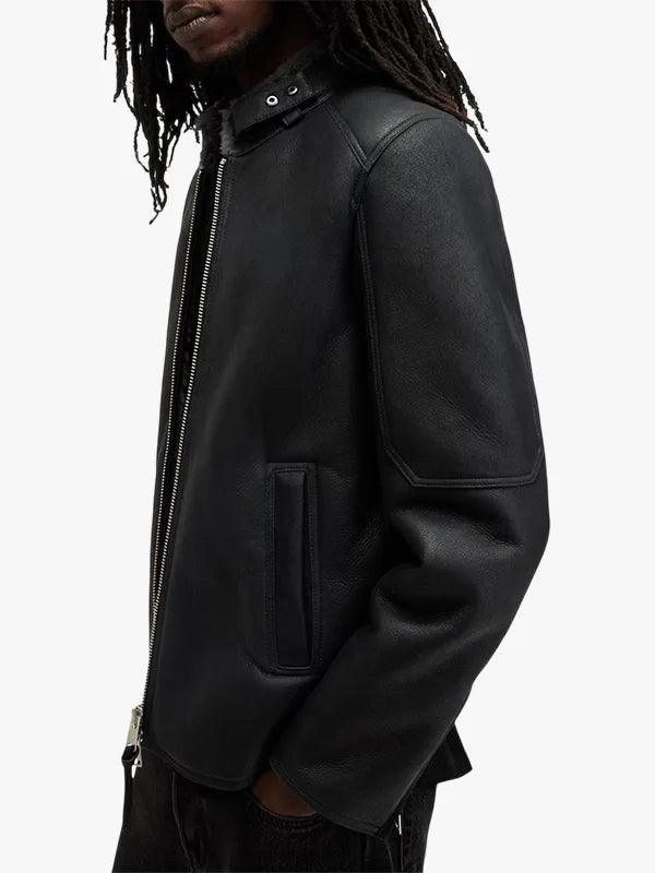 Mens Sheep Skin Hayward Black Leather Jacket