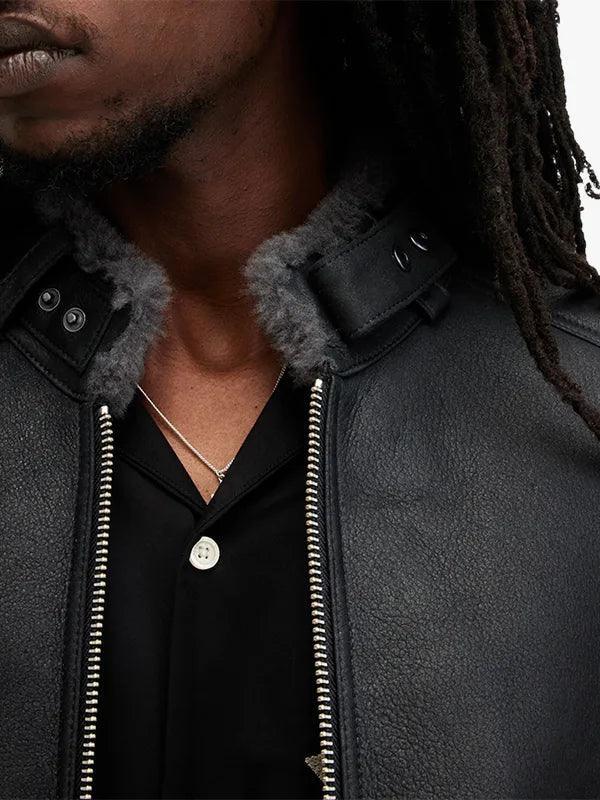 Mens Sheep Skin Hayward Shearling Leather Jacket
