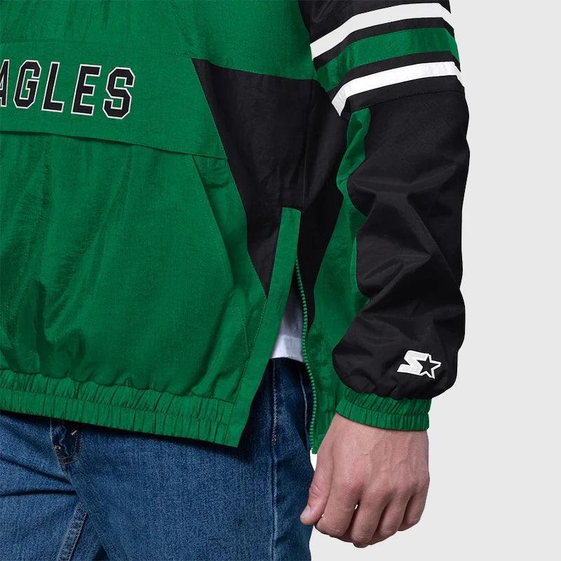 Mens Starter Kelly Green Philadelphia Eagles Vintage Logo Prospect Half Zip Pullover Jacket