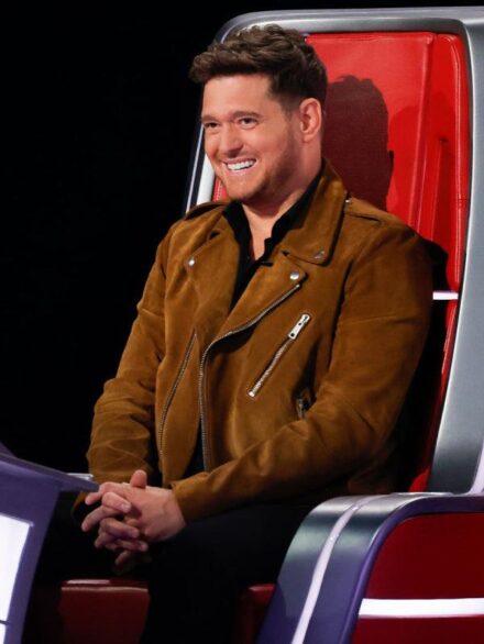 Michael Buble The Voice S28 Brown Suede Leather Jacket 1