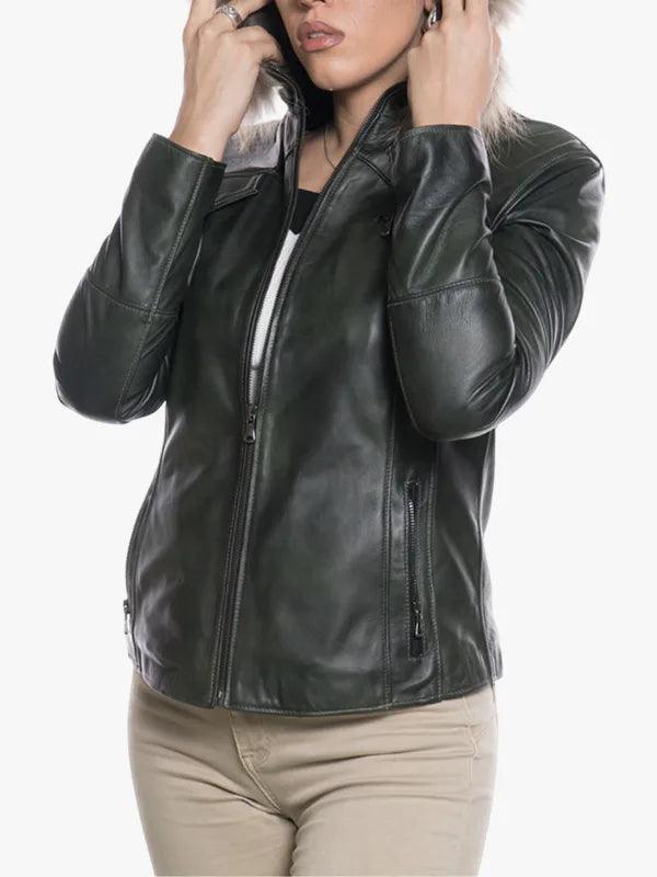Michelina Cap Womens Green zipper Jacket