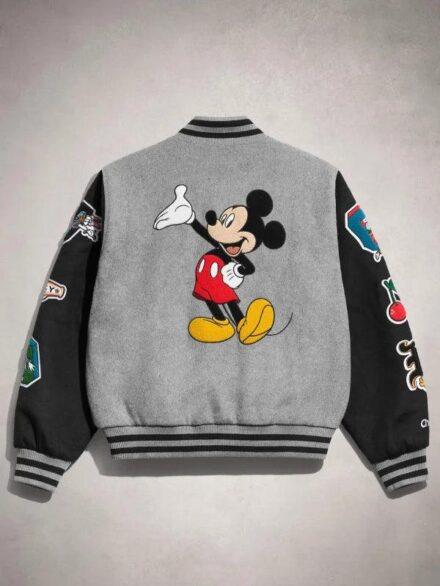 Mickey Friends Disney Varsity Jacket GreyandBlack
