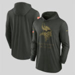 Minnesota Vikings 2025 Salute to Service Hooded Long Sleeve T shirt