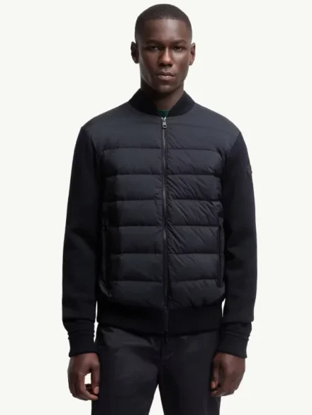 Moncler Padded Wool Zip Up Cardigan Jacket Blue