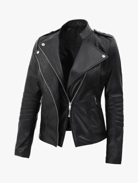Monica Women s Asymmetrical Leather Jacket