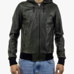 Napoli Cap Mens Green Bomber Hooded Jacket