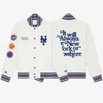 New York or Nowhere Nyon x Mets Motto Cream Varsity Jacket