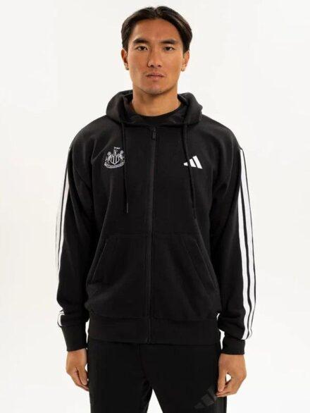 NewcastleUnitedAdidas3 StripeBlackFullZipHoodie
