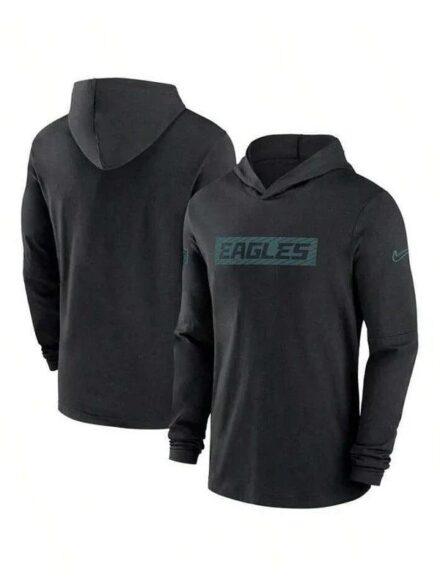 Nike Black Philadelphia Eagles Sideline Hoodie Performance Long Sleeve T Shirt