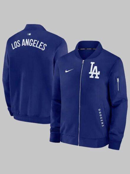 Nike Dodgers Dugout Bomber Jacket Blue