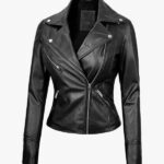 Ninfa Women s Black Asymmetrical Biker Leather Jacket