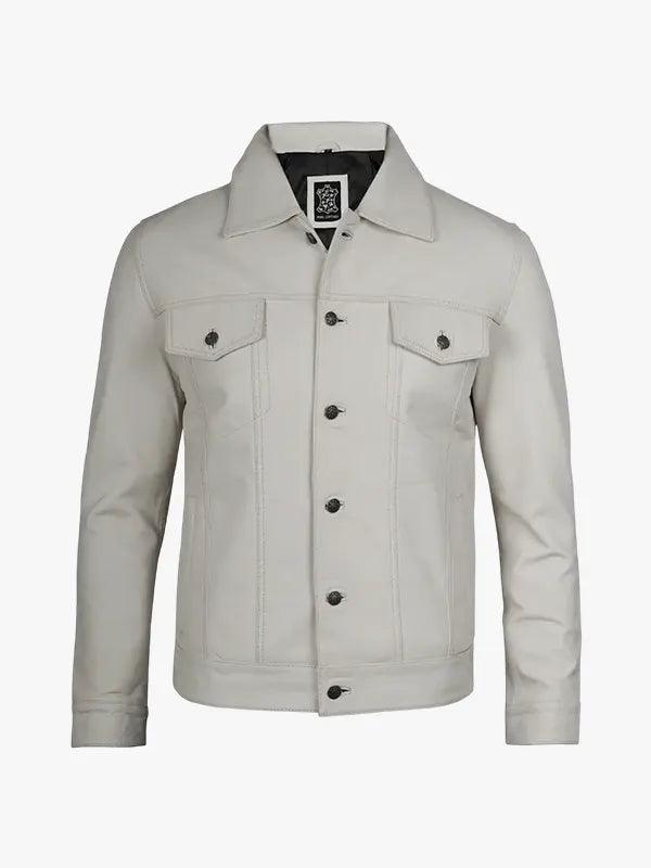 Off White Men s Trucker Leather Jacket