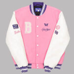 PWHL x Barbie x Peace Collective Letterman Jacket Pink and White