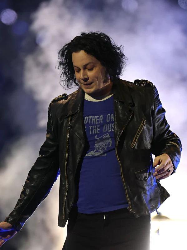 Packers vs Lions Halftime Show Jack White Black Leather Jacket