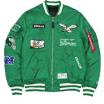 Philadelphia Eagles New Era x Alpha Industries MA 1 Bomber Jacket Green