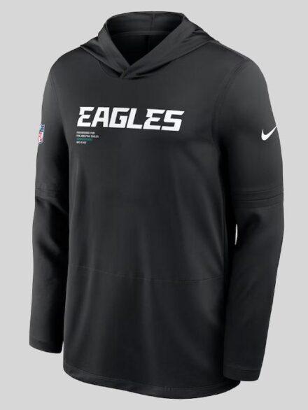 Philadelphia Eagles Sideline Pure Fury Performance Long Sleeve Hoodie T Shirt Black