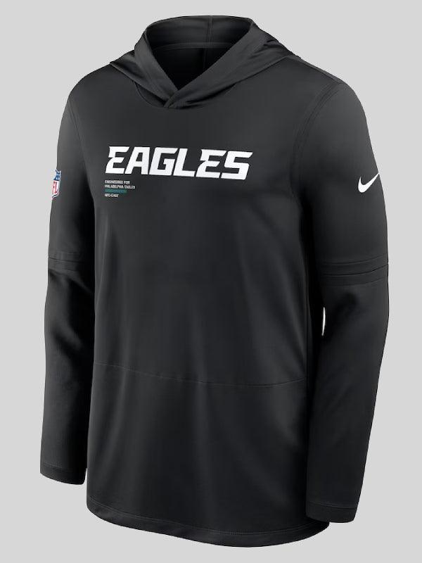 Philadelphia Eagles Sideline Pure Fury Performance Long Sleeve Hoodie T Shirt Black